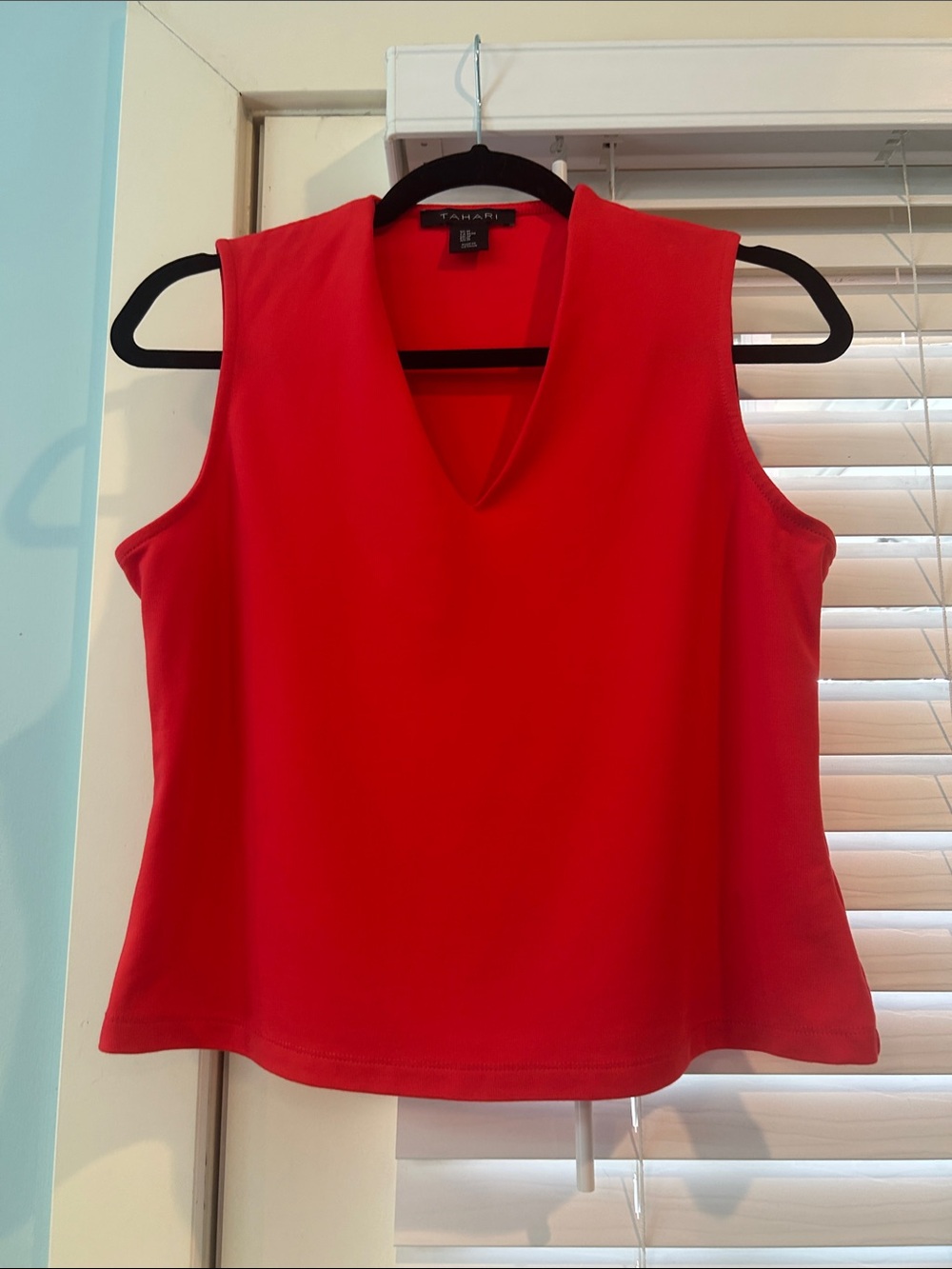 Tahari Bright Red V-Neck Sleeveless top